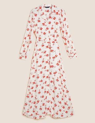 M&S Womens Floral Maxi Shirt Dress