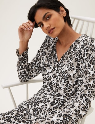 

Womens M&S Collection Animal Print Tie Neck Mini Skater Dress - Natural Mix, Natural Mix