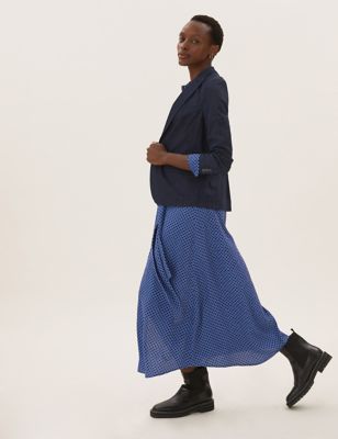 

Womens M&S Collection Geometric Tie Front Midaxi Shirt Dress - Blue Mix, Blue Mix