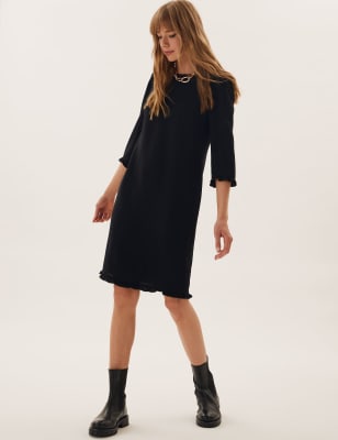 

M&S Collection Vestido recto por la rodilla con detalle de volanteWomens - Black, Black