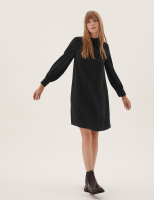 

Womens M&S Collection High Neck Knee Length Shift Dress - Black, Black