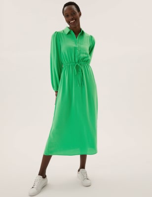 

M&S Collection Vestido camisero a media pierna con lazo en la parte delanteraWomens - Green, Green