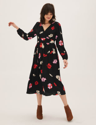 

M&S Collection Petite - Vestido de tarde a media pierna floral de escote en picoWomens - Multi, Multi