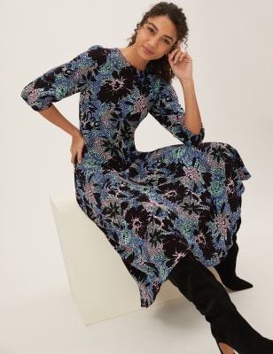 

Womens M&S Collection Printed Midaxi Tea Dress - Multi, Multi