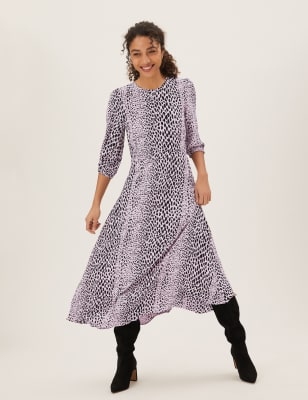 

Womens M&S Collection Animal Print Midaxi Tea Dress - Pink Mix, Pink Mix