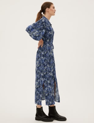 

Womens M&S Collection Snake Print Midi Shirt Dress - Blue Mix, Blue Mix