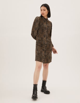 

Womens M&S Collection Animal Print Knee Length Shirt Dress - Natural Mix, Natural Mix