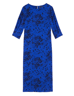 

Womens M&S Collection Animal Print Midi Column Dress - Blue Mix, Blue Mix