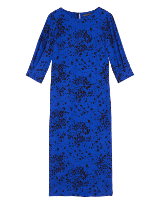 Womens M&S Collection Animal Print Midi Column Dress - Blue Mix