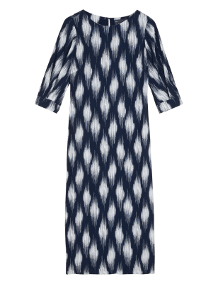 Womens M&S Collection Printed Midi Column Dress - Navy Mix