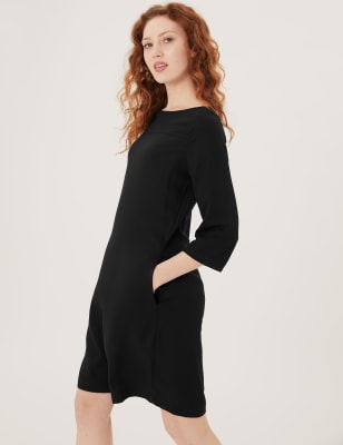 

M&S Collection Vestido recto por la rodilla con cuello redondoWomens - Black, Black