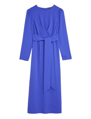 

M&S Collection Vestido skater a media pierna con lazo en la parte delanteraWomens - Purple, Purple