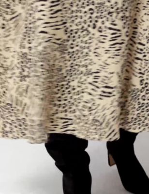 M&S Womens Animal Print Frill Sleeve Midaxi Tea Dress