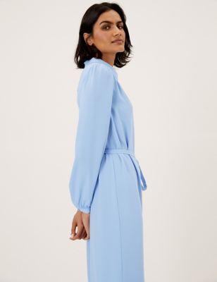 

Womens M&S Collection Belted Midi Shirt Dress - Blue, Blue
