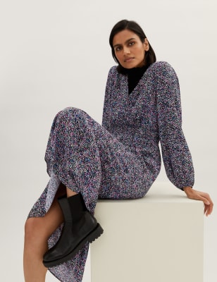 

Womens M&S Collection Floral Midi Waisted Dress - Multi, Multi