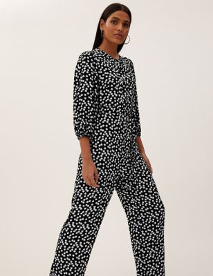

Womens M&S Collection Star Print Belted 3/4 Sleeve Jumpsuit - Black Mix, Black Mix