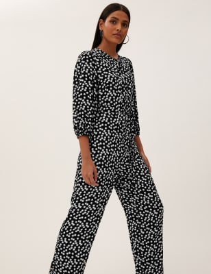 

Womens M&S Collection Star Print Belted 3/4 Sleeve Jumpsuit - Black Mix, Black Mix