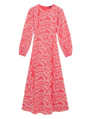 

Womens M&S Collection Pure Cotton Broderie Maxi Tea Dress - Coral Mix, Coral Mix