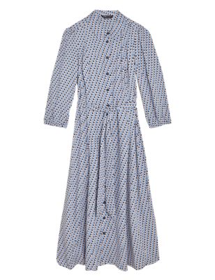 Womens M&S Collection Geometric Belted Midi Shirt Dress - Multi