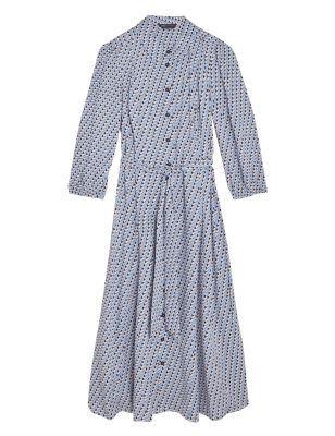 

Womens M&S Collection Geometric Belted Midi Shirt Dress - Multi, Multi