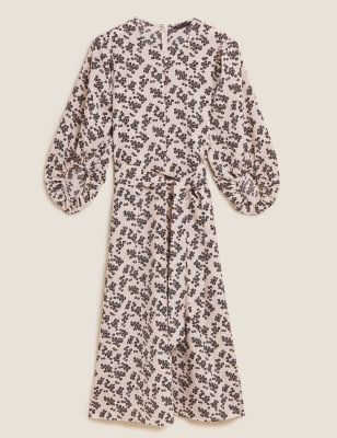

Womens M&S Collection Floral Belted Midi Column Dress - Ivory Mix, Ivory Mix