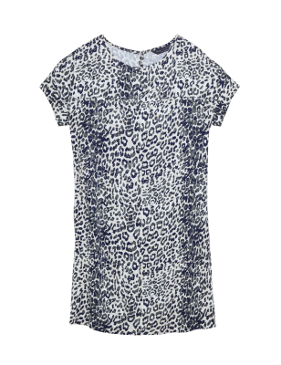 Womens M&S Collection Animal Print Short Sleeve Shift Dress - Khaki Mix