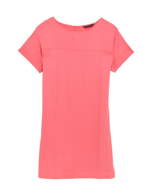 

M&S Collection Vestido recto por la rodilla con cuello redondoWomens - Coral, Coral