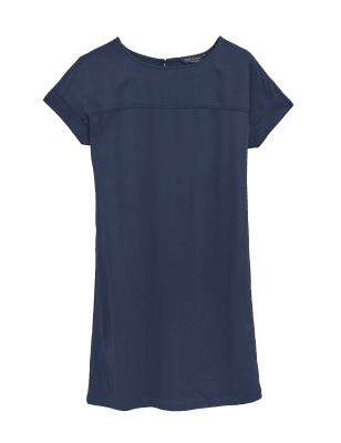 

Womens M&S Collection Knielanges Etuikleid mit Rundhalsausschnitt - Navy, Navy