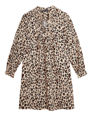 

M&S Collection Vestido recto fruncido con estampado animalWomens - Natural Mix, Natural Mix