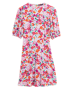 

M&S Collection Minivestido floral de tarde de manga abullonadaWomens - Multi, Multi