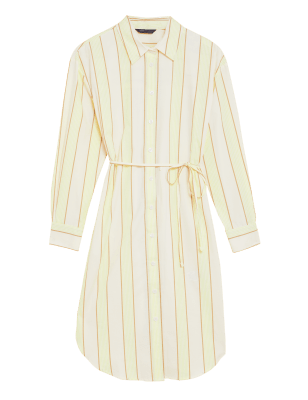 

M&S Collection Vestido camisero a media pierna de rayas 100% algodónWomens - Yellow Mix, Yellow Mix