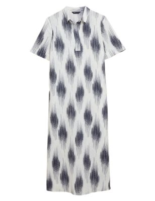 

Womens M&S Collection Linen Rich Printed Midaxi Column Dress - Ivory Mix, Ivory Mix