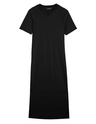 

M&S Collection Vestido estilo camiseta a media pierna con cuello redondoWomens - Black, Black