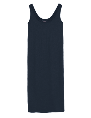 

Womens M&S Collection Ribbed Round Neck Midi Column Dress - Navy, Navy