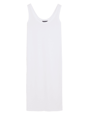 

Womens M&S Collection Ribbed Round Neck Midi Column Dress - Ivory, Ivory