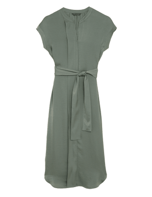 

Womens M&S Collection Collarless Belted Midaxi Column Dress - Khaki, Khaki