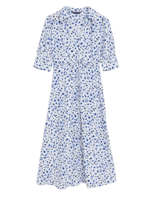 

Womens M&S Collection Floral Button Through Midi Shirt Dress - Ivory Mix, Ivory Mix