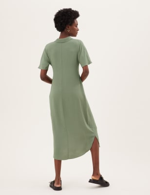 Tie Front Midi Shirt Dress