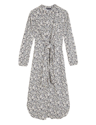 

M&S Collection Vestido camisero a media pierna estampado con lazo en la parte delanteraWomens - Multi, Multi