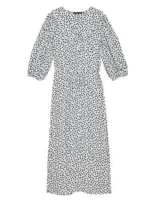 Womens M&S Collection Polka Dot Collared Midi Column Dress - Ivory Mix