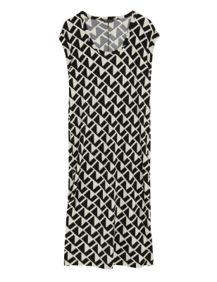 

Womens M&S Collection Schmales Jersey-Midaxikleid mit geometrischem Muster - Black Mix, Black Mix