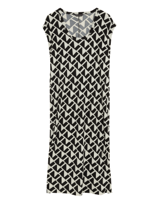 

Womens M&S Collection Jersey Geometric Midaxi Column Dress - Black Mix, Black Mix