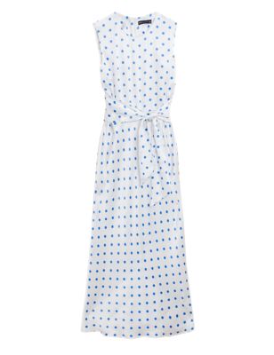 

Womens M&S Collection Satin Polka Dot Tie Front Midaxi Dress - Ivory Mix, Ivory Mix