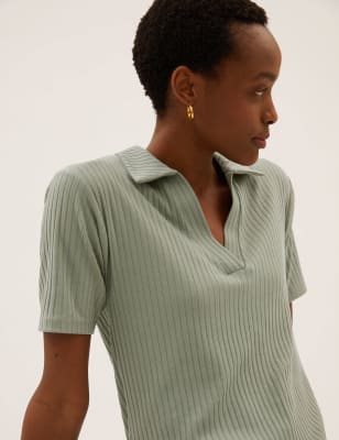

Womens M&S Collection Schmales Jersey-Midikleid mit Rippenmuster - Green, Green