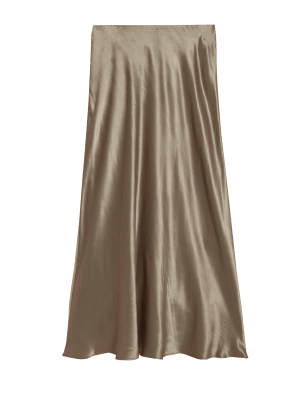 

M&S Collection Falda maxi a media pierna estilo combinación de saténWomens - Sand, Sand