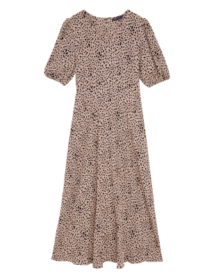 

Womens M&S Collection Animal Print V-Neck Midaxi Tea Dress - Natural Mix, Natural Mix