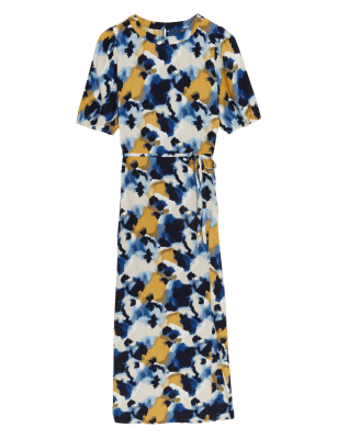 

Womens M&S Collection Printed Round Neck Midaxi Column Dress - Multi, Multi