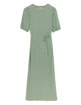 

Womens M&S Collection Geometric Belted Midaxi Column Dress - Green Mix, Green Mix