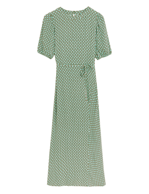 

Womens M&S Collection Geometric Belted Midaxi Column Dress - Green Mix, Green Mix