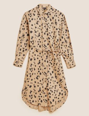Pure Cotton Animal Print Midi Shirt Dress | M&S Collection | M&S